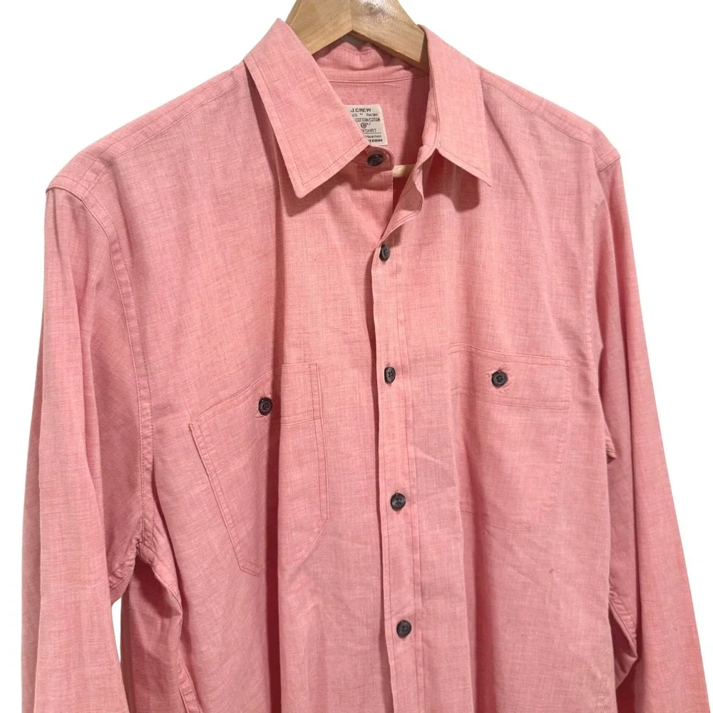 J. Crew Workshirt Mens Medium Pink Excellent Long Sleeve Cotton Button Down